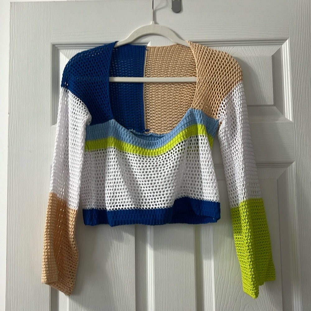 Patched knit crop top